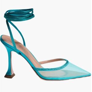 Anthropologie Britt Netta Italian Aqua Strappy Lace Up Heels